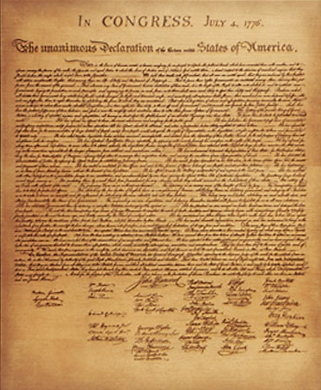 The Declaration of Independence, written in 1776